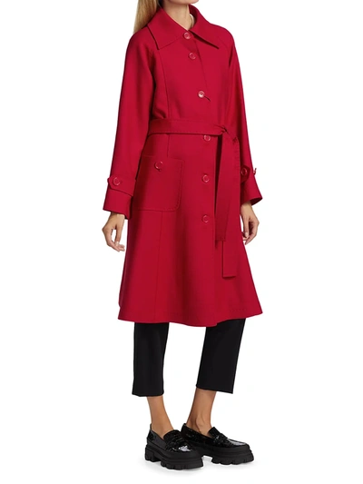 Dolce & Gabbana Belted Single-breasted Wool Coat In Red | ModeSens
