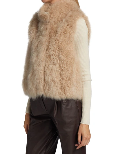 Shop Brunello Cucinelli Dyed Goat Fur Vest In Almond