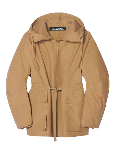 Jacquemus Linen Pullover Jacket In Camel | ModeSens