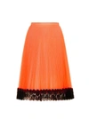 Christopher Kane Pleated Tulle And Lace Skirt In Orange