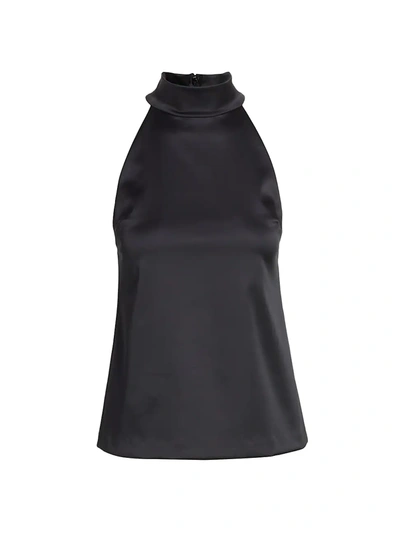 Shop Chiara Boni La Petite Robe Tiffy Satin Halter Top In Black