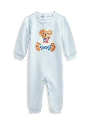 Shop Ralph Lauren Baby Boy's Polo Bear Fleece Coveralls In Beryl Blue