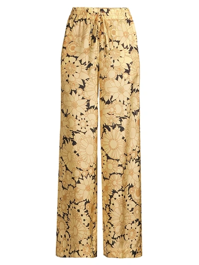 Shop Rebecca Taylor Women's Silk Floral Pajama Pants In Black Combo