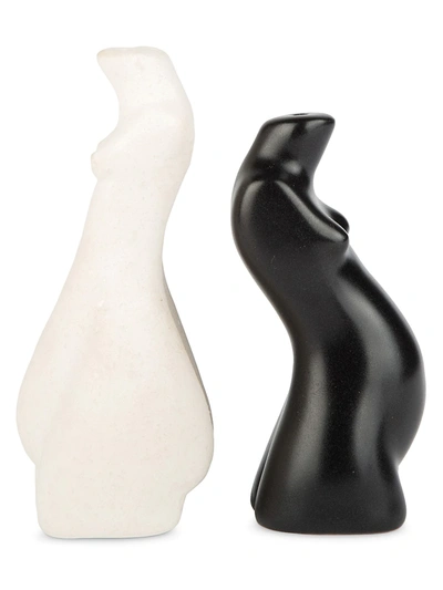 Shop Anissa Kermiche Tit For Tat Salt & Pepper Shakers In Beige Speckled Black Matte