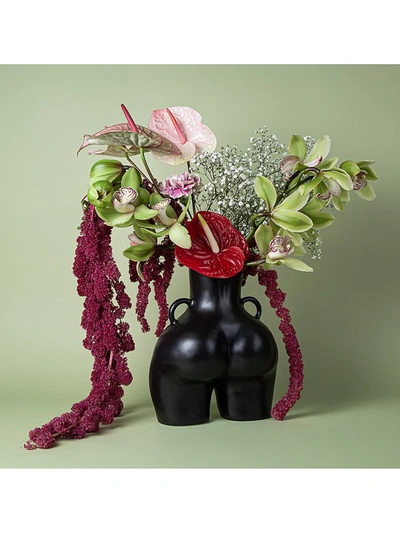Shop Anissa Kermiche Love Handles Black Vase In Black Matte