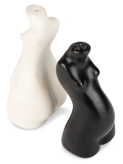 Shop Anissa Kermiche Tit For Tat Salt & Pepper Shakers In Beige Speckled Black Matte