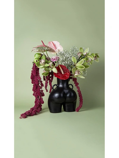 Shop Anissa Kermiche Love Handles Black Vase In Black Matte