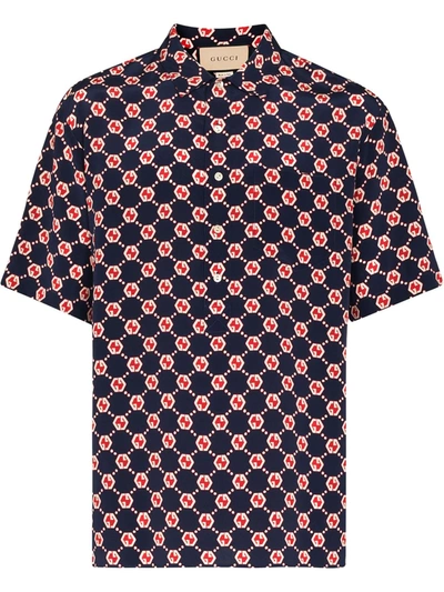Shop Gucci Gg-hexagon Silk Shirt In Schwarz