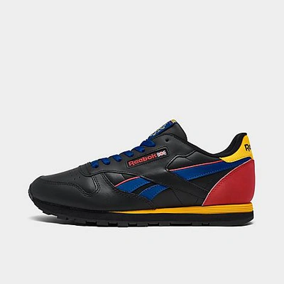 Reebok Men's Classic Leather Casual Shoes In Core Black/blue/yellow/red |  ModeSens