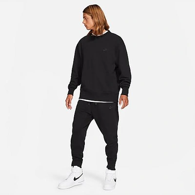 Shop Nike Men's Sportswear Classic Fleece Crewneck Sweatshirt In Black/off Noir