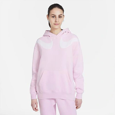 Nike Sportswear Swoosh Women's Oversized Fleece Hoodie In Pink | ModeSens