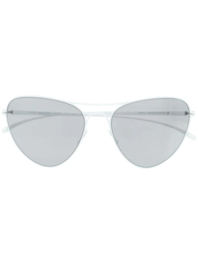 Shop Mykita X Maison Margiela Aviator Sunglasses In Weiss