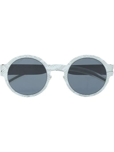 Shop Mykita Snake-print Round Sunglasses In Weiss