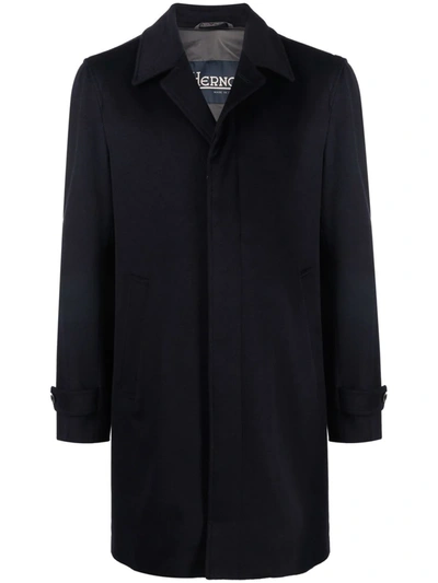 Herno Funnel Neck Zip-up Coat In Blau