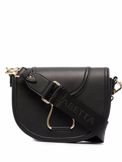 Shop Elisabetta Franchi Logo-print Strap Shoulder Bag In Schwarz