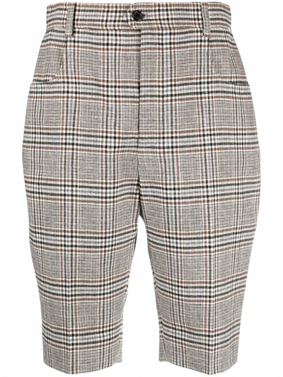 Shop Saint Laurent Check Cyclist Shorts In Pattern