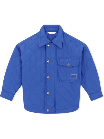 Dolce & Gabbana Quilted Chest-pocket Jacket In Blue