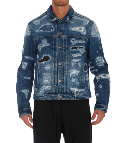 Shop Fourtwofour On Fairfax Trucker Denim Jacket In Blue