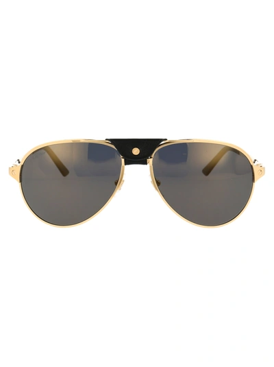 Shop Cartier Ct0034s Sunglasses In 014 Gold Gold Grey