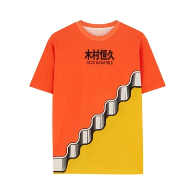 Shop Rabanne X Kimura Tsunehisa Orange Printed Cotton T-shirt