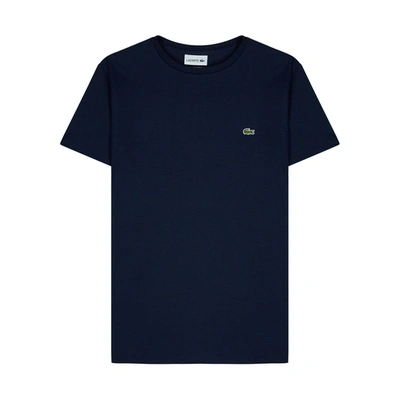 Lacoste Logo-embroidered Crew-neck T-shirt In Navy