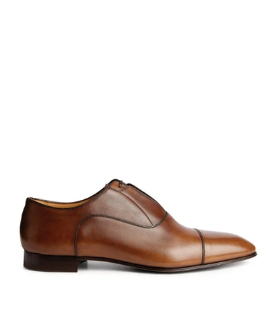 Shop Christian Louboutin Greghost Leather Oxford Shoes In Brown