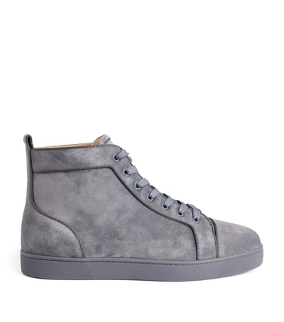 Shop Christian Louboutin Louis Orlato Suede High-top Sneakers In Grey