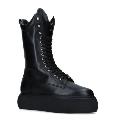 Shop Attico Leather Selene Flatform Boots In Black