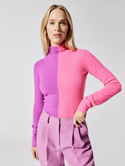 Shop Aknvas Kim Two Tone Cashmere Sweater In Purple,glow
