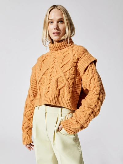 Shop Aknvas Bonnie Cable Knit Sweater In Cinnamon