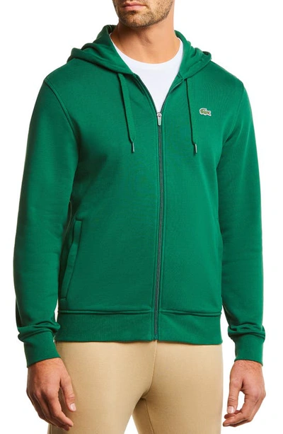 Shop Lacoste Solid Zip Hoodie In Green