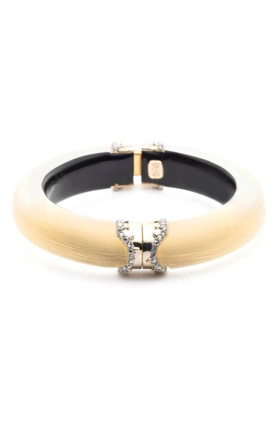 Shop Alexis Bittar Alex Bittar Lucite® Pavé Edge Hinge Bracelet In Gold