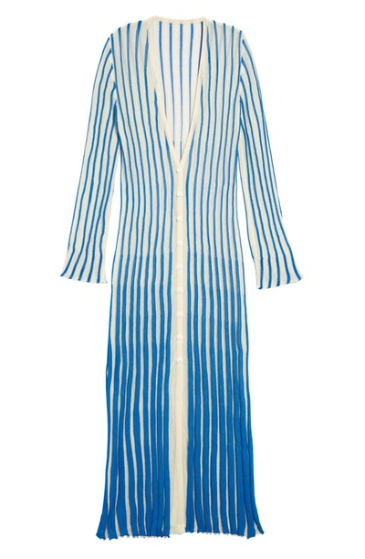 Shop Jacquemus Jacques Long Sleeve Ribbed Sweater Dress In Blue Striped