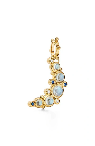 Shop Temple St Clair Royal Blue Moonstone & Diamond Pendant In Yellow Gold/ Moonstone
