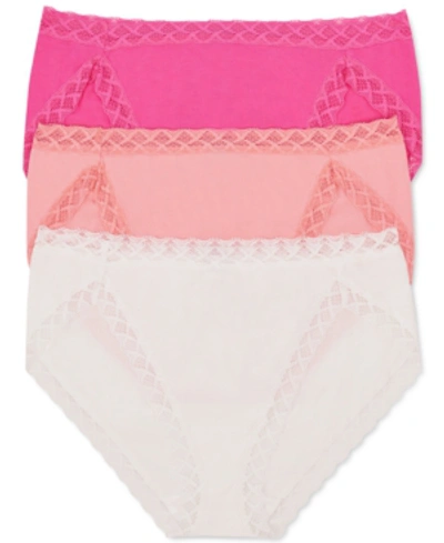 Shop Natori Bliss French Cut 3-pack Brief 152058mp In Rose/pink Icing/white