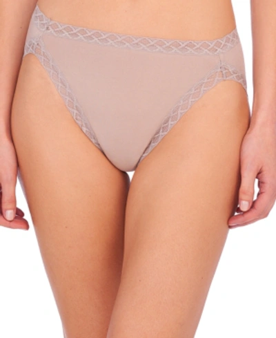 Shop Natori Bliss Lace-trim Cotton French-cut Brief Underwear 152058 In Sandcastle