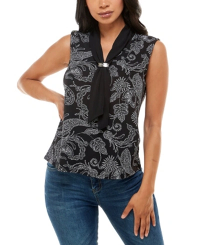 Shop Adrienne Vittadini Women's Sleeveless Top With Draped Scarf In Mennon Paisley