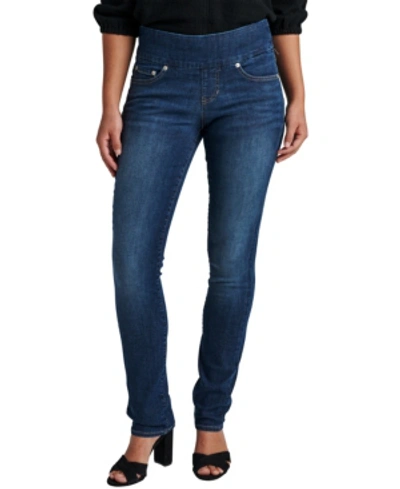 Shop Jag Women's Peri Pull On Mid Rise High Stretch Straight Jeans In Anchor Blue