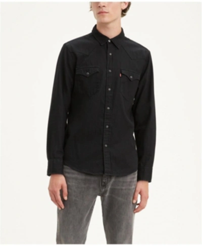 Shop Levi's Men's Classic Standard Fit Western Shirt In Black Rinse