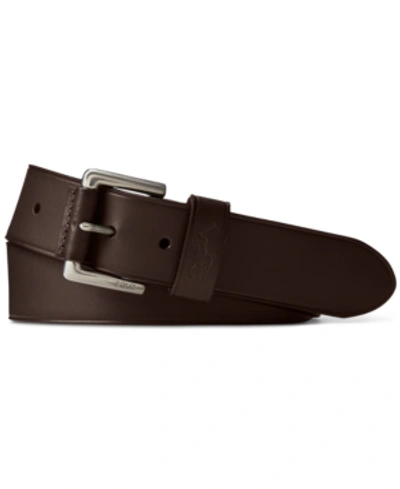 Shop Polo Ralph Lauren Men's Signature Pony Leather Belt In Polo Brown