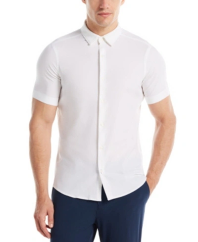 Shop Perry Ellis Men's Stretch Cross Hatch Short Sleeve Button-down Shirt In Bright White