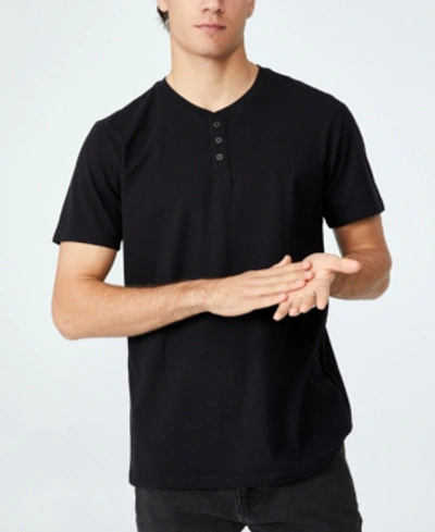 Shop Cotton On Men's Henley T-shirt In Black