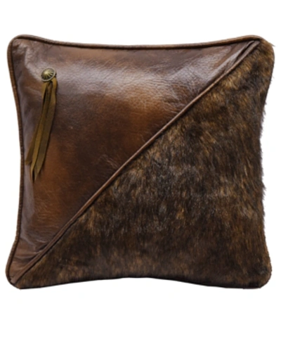Shop Hiend Accents Half Faux Fur And Faux Leather 18"x18" Pillow In Multi