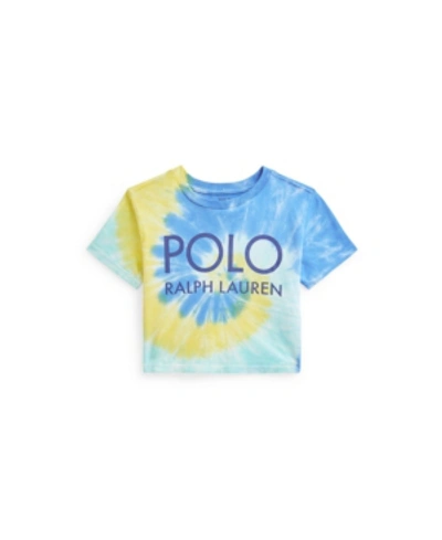 Shop Polo Ralph Lauren Toddler Girls Tie-dye Cotton Jersey Cropped T-shirt In Yellow