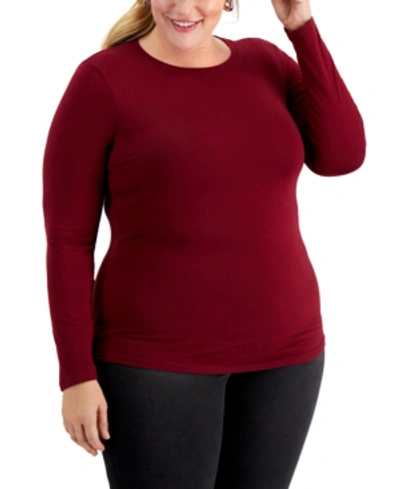 Aveto Plus Size Crewneck Top In Cabernet