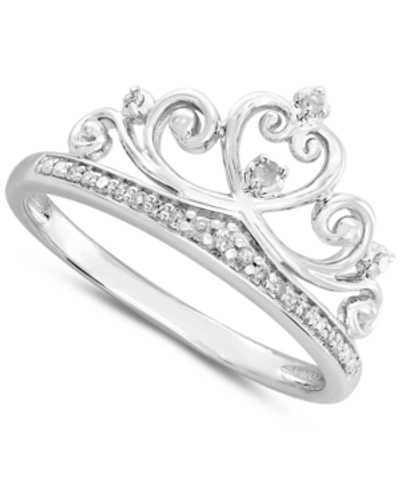 Shop Macy's Diamond Tiara Ring (1/10 Ct. T.w.) In Sterling Silver
