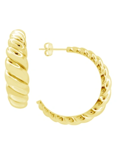 Shop Essentials High Polished Large Shrimp C Hoop Post Earring In Silver Plate Or Gold Plate In Gold-tone