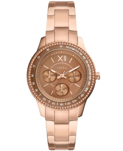 Shop Fossil Women's Sport Multifunction Rose Gold Tone Stainless Steel Bracelet Watch 37mm