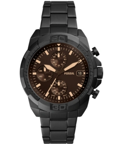 Shop Fossil Men's Bronson Chronograph Black Stainless Steel Bracelet Watch 44mm