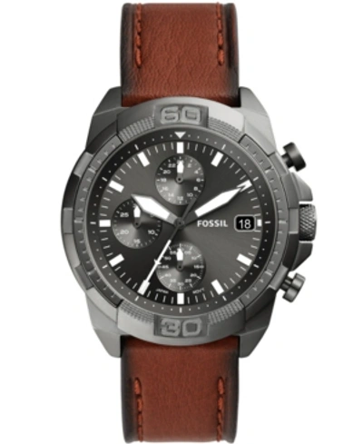 Shop Fossil Men's Bronson Chronograph Brown Leather Strap Watch 44mm